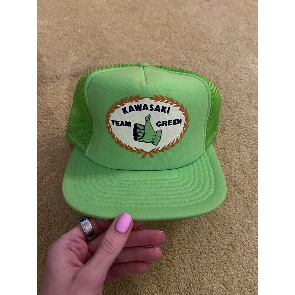 Vintage Kawasaki Team Green Snapback Mesh Hat